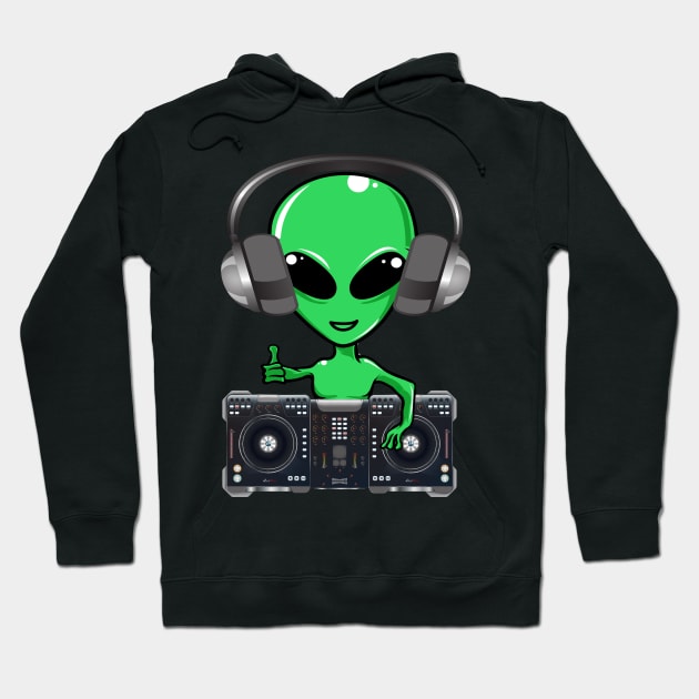 funny green dj alien Hoodie by Fresh aus